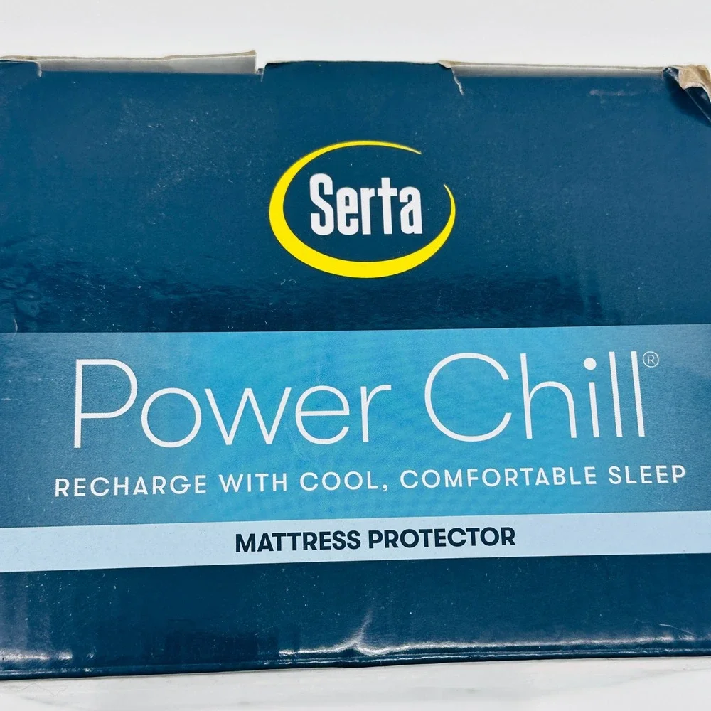 Serta Power Chill Mattress Protector Twin White Solid Fitted New Open Box